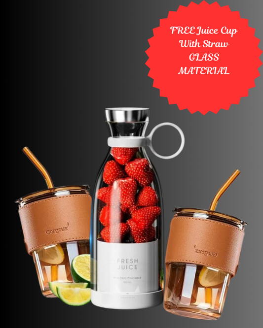 Portable Blender + Juice Cup With Straw 380ml Juicer Cup 6 Blades for Smoothie Milkshake Juicer