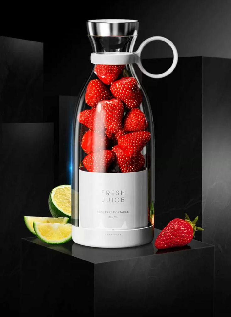 Portable Blender + Juice Cup With Straw 380ml Juicer Cup 6 Blades for Smoothie Milkshake Juicer